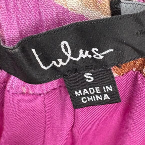 Lulus Pants Women's Purple Floral Wide Leg Lined High Waisted Size Small - Picture 14 of 14